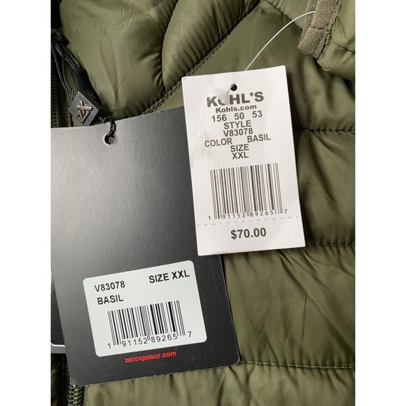 NWT Mens ZeroXposur XXL 2XL Basil Quilted Puffer Jacket Lightweight Zip Pockets - Picture 5 of 11